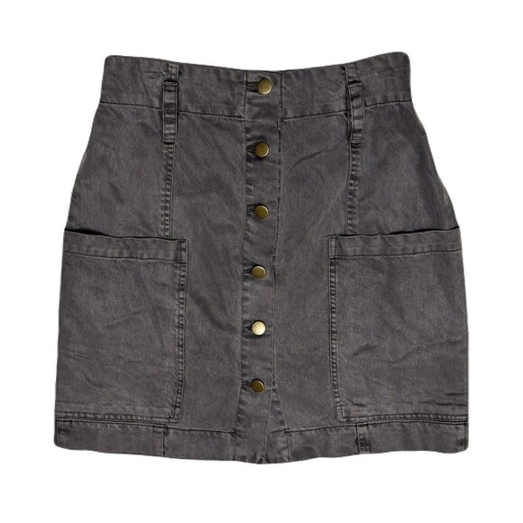 Young Fabulous & Broke Dresses & Skirts - NEW Young Fabulous Broke Denim Twill Button Front Mini Skirt Size Medium in Grey